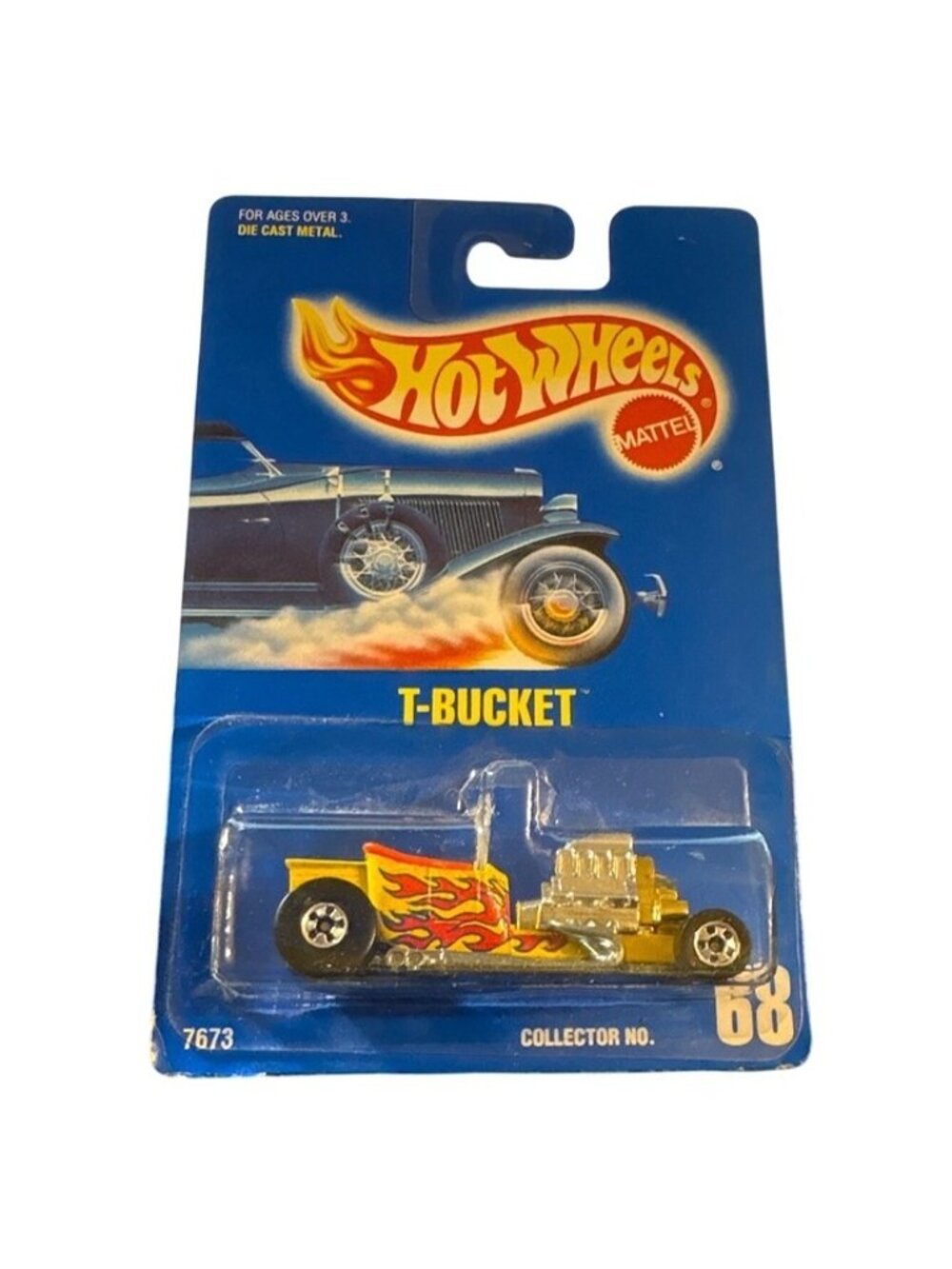 Vintage Die Cast Hot Wheels Collector #68 T-Bucket Car W/Flame Design 1991